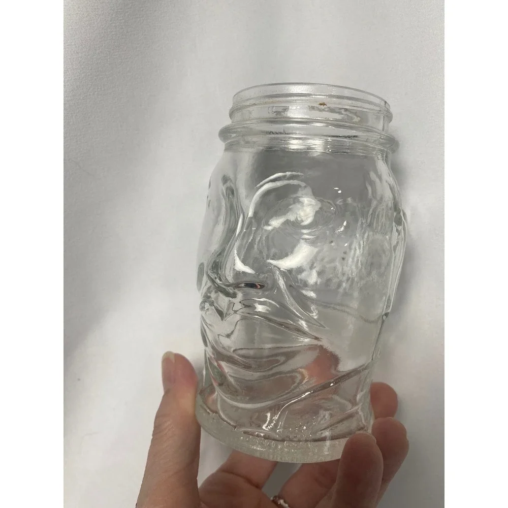 Vintage 1930s Nash Lucky Joe Glass Face Coin Bank Mustard Jar Original Lid